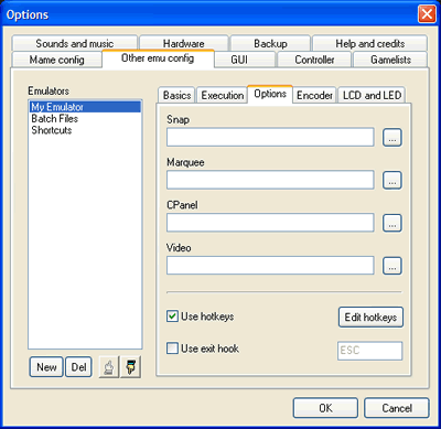 Options tab