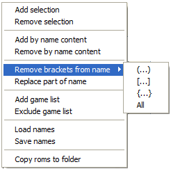 Gamelist menu